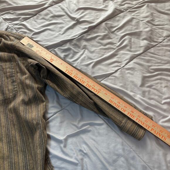 Ike Behar Brown Striped 100% cotton long sleeve button up shirt Size 17 - Picture 4 of 7